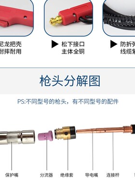 二保焊枪二氧化碳气保焊枪电焊机配件KR 200A/350A/500A二氧焊枪