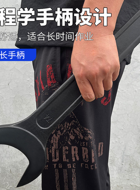 重型单头开口呆扳手异型发黑加长加厚锻打大号叉扳手塔吊专用扳手