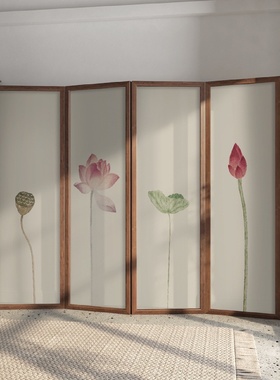 中式屏风隔断客厅卧室遮挡家用进门玄关简约现代禅意折叠移动折屏