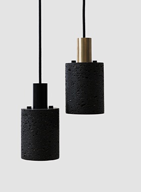 北欧创意水磨石黑洞石火山石吊餐厅咖啡厅火锅店酒吧台床头聚光灯