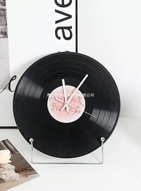 复古黑胶唱片钟日落静音挂钟DIY简约创意客厅装饰摆件落日时钟表