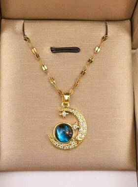 新款星空星球吊坠项链轻奢气质华丽镶钻项链女百搭锁骨链厂家