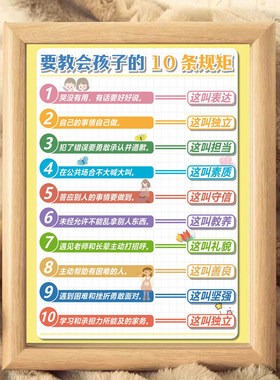 儿童教育10条规矩木质摆台相框