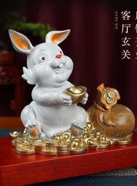 兔子摆件彩铜落地公仔新年玩偶家居饰品桌面送礼物工艺礼品摆饰