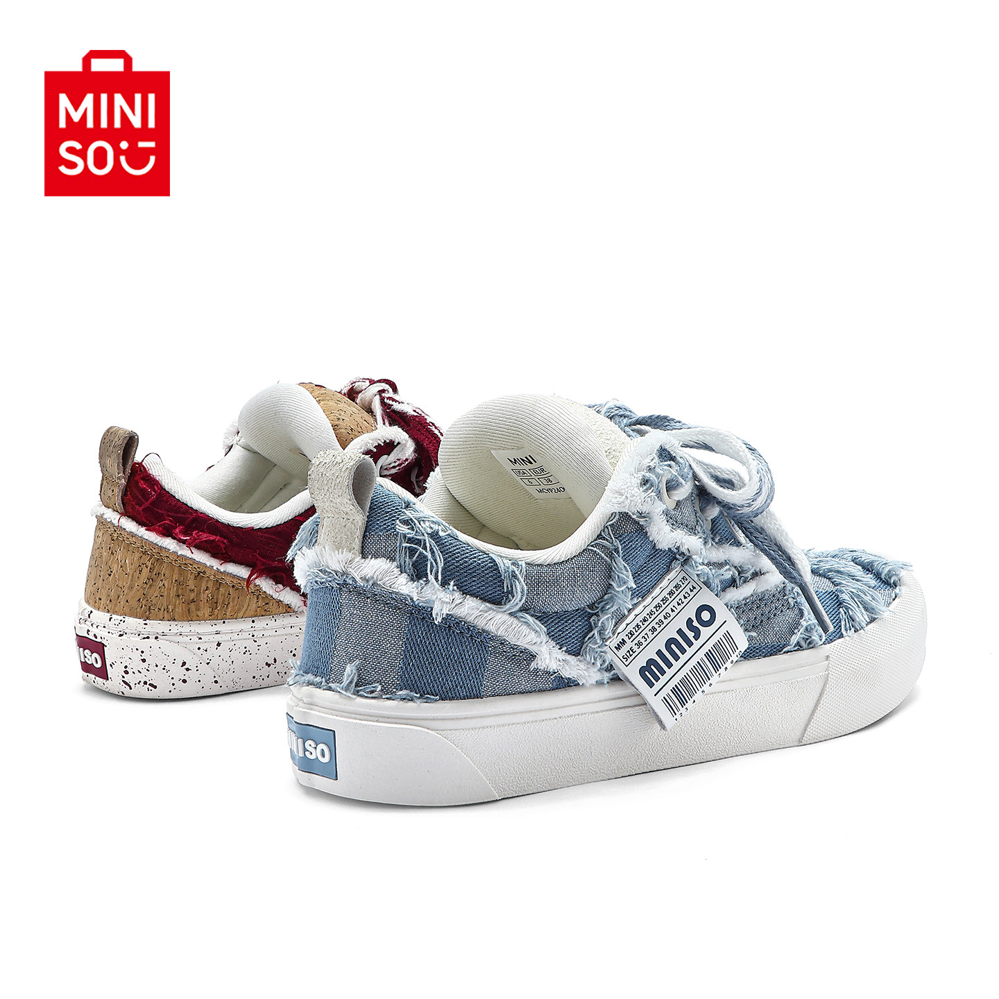 MINISO/名创优品鞋子男红蓝鸳鸯流苏面包鞋校园风情侣运动滑板鞋,淘宝优惠券,粉丝福利购,淘宝优惠卷
