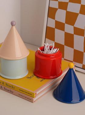 创意多巴胺牙线 线盒收纳摆件家用高档个性牙签筒高颜值家居装饰