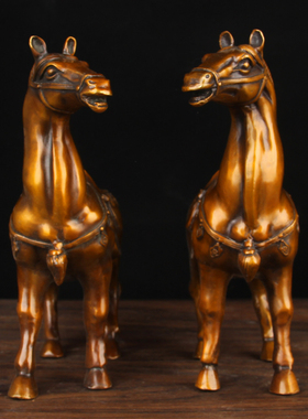 铜唐马摆件 铜唐马一对摆件  铜马摆件