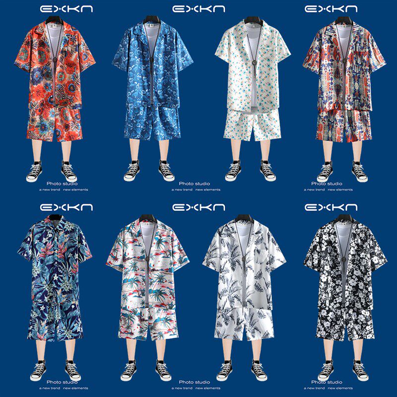 旅游套装2024男女短袖衬衫海边沙滩度假休闲大码短裤五分裤情侣装,淘宝优惠券,粉丝福利购,淘宝优惠卷