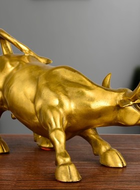 铜牛摆件大号华尔街旺市牛招财镇宅补角铜牛客厅办公室工艺品摆件