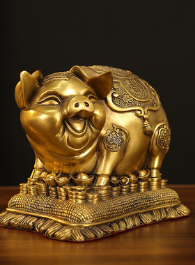 铜猪摆件纯铜存钱罐猪客厅玄关酒柜乔迁新居装饰工艺品大号