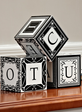 创意卡通方形方块摆件海洋家居客厅玄关书柜儿童卧室书房桌面装饰