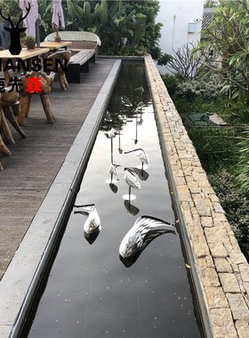 户外不锈钢抽象鱼简约雕塑装饰品酒店售楼处公园水池水景动物摆件