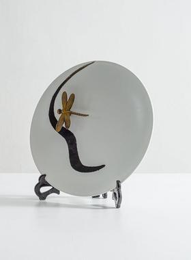 新中式陶瓷玄关盘摆件样板间书房书架书柜软装饰品茶室博古架摆设