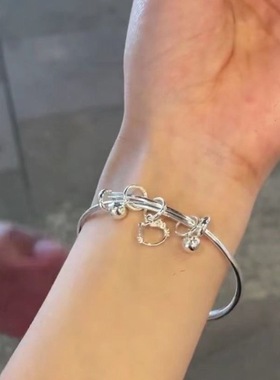 凯蒂猫铃铛手镯女可调大小个性甜美可爱KT猫手环小众简约百搭手饰