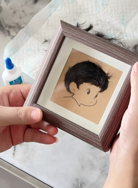 宝宝胎发木质桌面摆台相框DIY