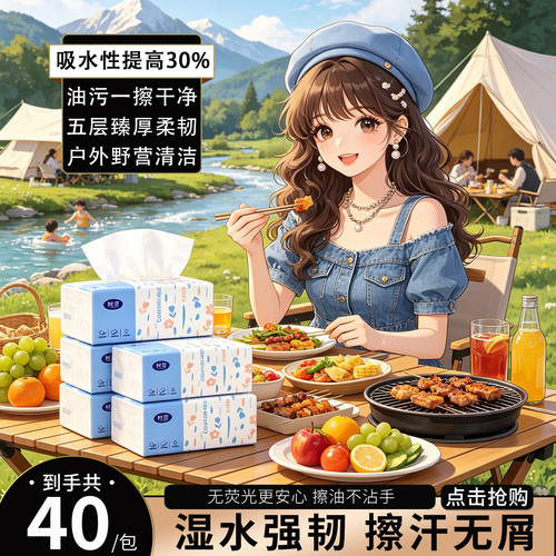（湿水强韧）家用实惠装原木学生宿舍柔韧亲肤擦手卫生耐用1包 - 图0
