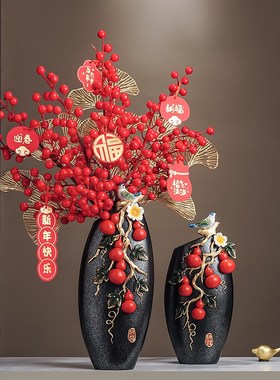 新中式五福临门花瓶摆件入门玄关客厅电视柜家居装饰品乔迁礼物
