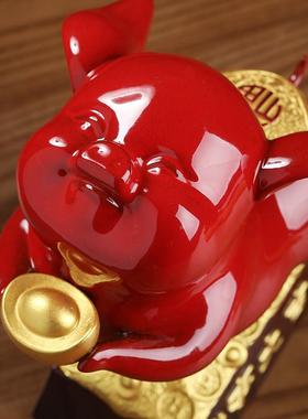 《事大吉摆》D43-54A客厅件诸陶瓷招财生肖猪件高档桌面装饰摆品