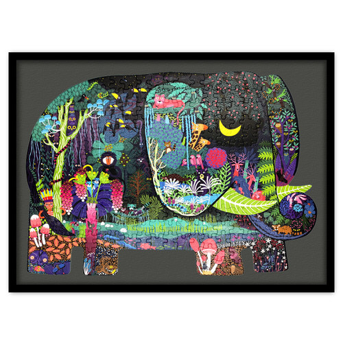 mideer弥鹿大象拼图专用实木定制相框裱画挂墙多色背景可选夜幕正 - 图1