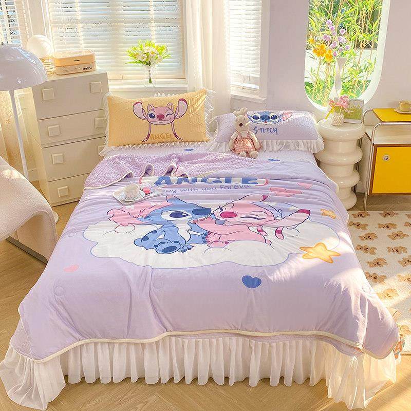 A类卡通史迪仔冰丝乳胶凉席夏凉被四件套床裙床盖款空调被豆豆被,淘宝优惠券,粉丝福利购,淘宝优惠卷