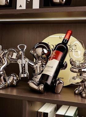 创意高档红酒架摆件酒柜装饰品陶瓷轻奢家居客厅电视柜宇航员摆设