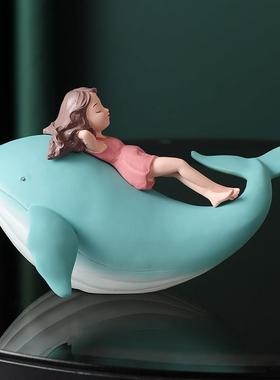 鲸鱼摆家装饰品海JYNHJCC2洋书桌件书架高级感家里小众女孩居生日