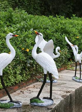 山户外仿仙鹤XH-200玻璃钢雕花园真景观水池塑假庭院装饰丹顶鹤白