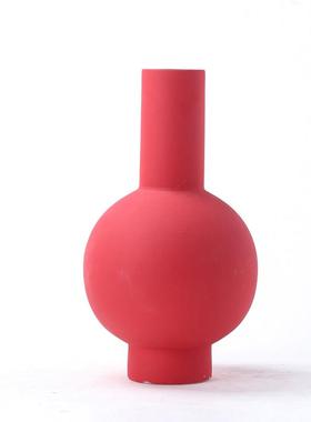 现代简约葫芦陶花瓶创意色摆件样房间板客厅装饰品ZRJ红蓝瓷色工