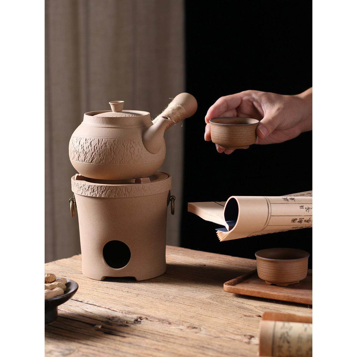 潮汕水粗陶砂铫水壶耐高温侧把HAE提梁壶煮煮茶碳小炉电陶炉专用,淘宝优惠券,粉丝福利购,淘宝优惠卷