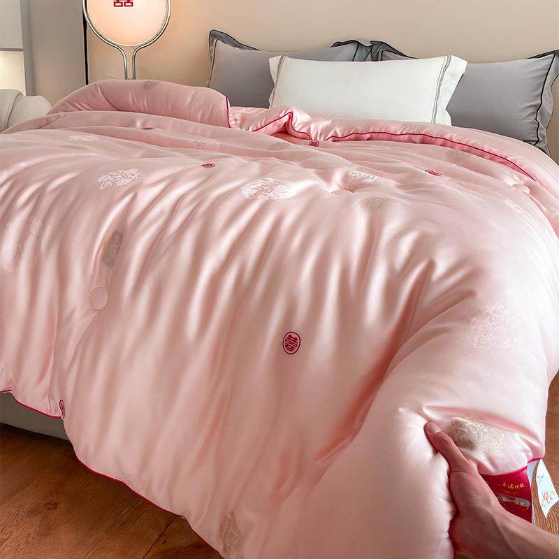 婚庆大红绣花被芯结婚喜字陪嫁春秋被冬季被子蚕丝大豆被粉色,淘宝优惠券,粉丝福利购,淘宝优惠卷