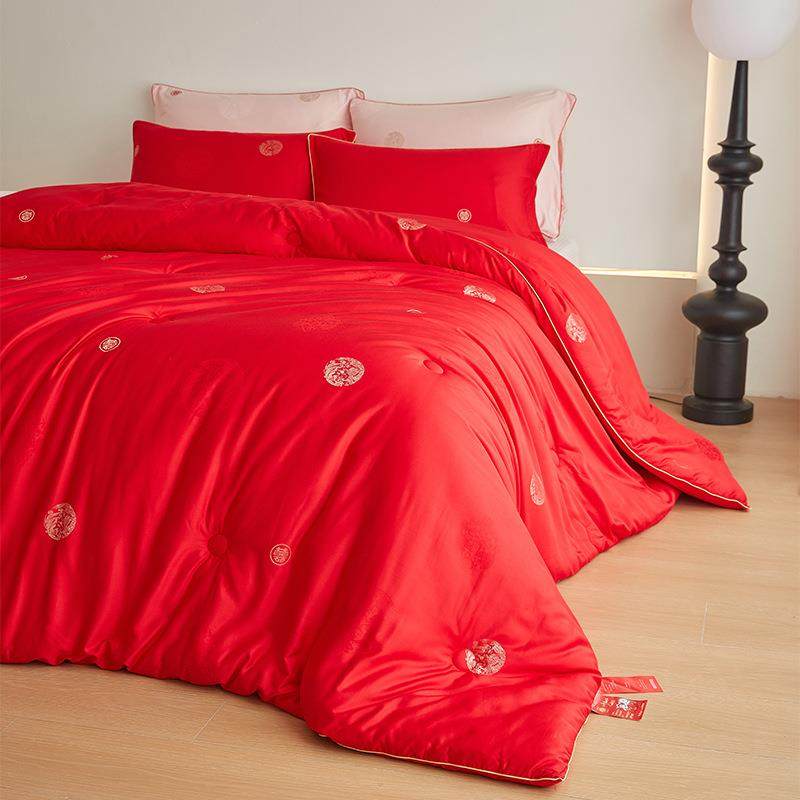 婚庆大红绣花被芯结婚喜字陪嫁春秋被冬季被子蚕丝大豆被粉色,淘宝优惠券,粉丝福利购,淘宝优惠卷