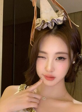 蝴蝶结波点尖顶生日帽发夹皇冠