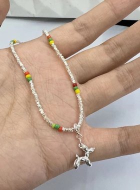 Explosive S925 Sterling Silver Color Beaded Balloon Dog Brok