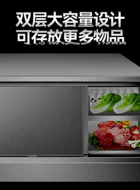 拉门工作台单双通厨房柜橱食堂酒店饭店工作台加厚不锈钢工作台