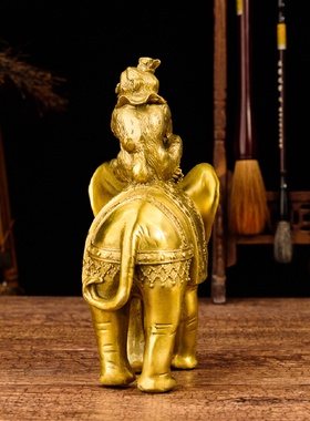 纯铜封侯拜相摆设风水家用招财象上封侯大象猴子摆件铜猴装饰礼物