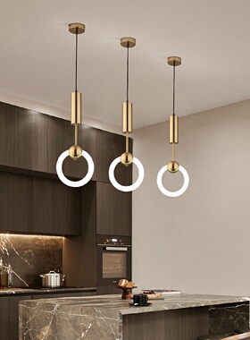 北欧小吊灯单头创意个性装饰金属轻奢极简餐厅吧台柱形卧室床头灯