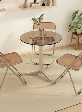 网红ins风餐桌椅组合家用简约叙利亚工业风钢化玻璃拍照个性桌子