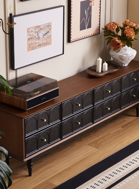 纯木优家丨法式实木电视机柜落地小户型客厅电器柜复古美式电视柜