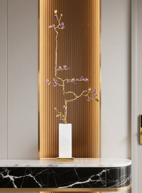 入户玄关壁龛细长竖高装饰品客厅电视柜旁紫水晶乔迁新居落地摆件