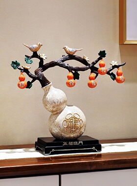 五福临门葫芦摆件新中式工艺品书房办公室酒柜装饰品新家乔迁礼物