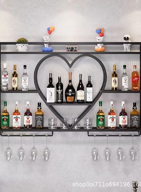 吧台铁艺酒柜墙上壁挂式酒架酒柜家用小型客厅酒吧餐厅悬浮挂壁柜