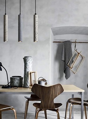 泥艺轩楼梯长吊灯北欧吊灯创意个性现代简约餐吊灯水磨石水泥灯