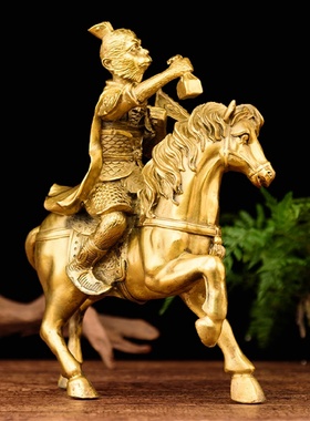 纯铜马上封侯摆件办公室桌面摆设发财马家用装饰铜猴招财工艺品