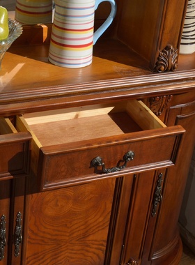 美式家用实木酒柜双面玄关隔断欧式客厅厨房餐边柜储物置物碗柜子