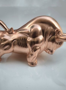 纯铜实心黄铜紫铜牛茶宠生肖牛摆件