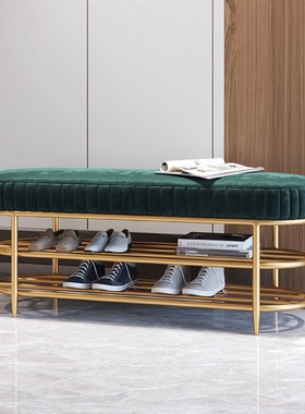 轻奢入户换鞋凳软包坐垫鞋柜家用门口鞋架可坐式鞋凳丝绒穿鞋萍润