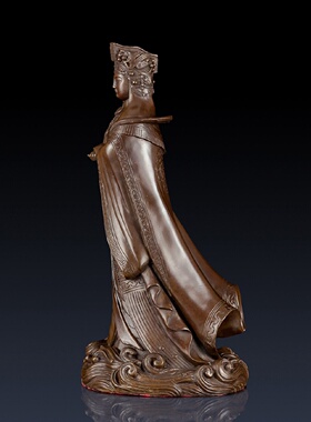 纯黄铜妈祖神像摆件天后圣母海神妈祖铜像家用家居饰品航海工艺品