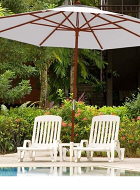 厂家批发木质拉绳2.7米中柱伞户外太阳伞木庭院花园遮阳沙滩伞