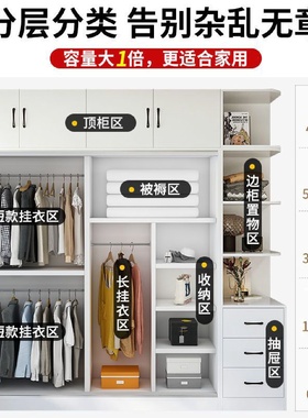 实木衣柜家用卧室推拉门现代简约小户型柜子儿童大衣橱包安装