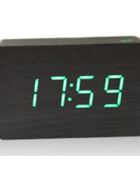 厂家热卖LED木头钟时尚创意懒人闹钟可爱静音座钟声控闹钟批发